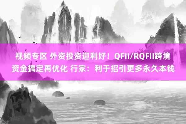 视频专区 外资投资迎利好！QFII/RQFII跨境资金搞定再优化 行家：利于招引更多永久本钱