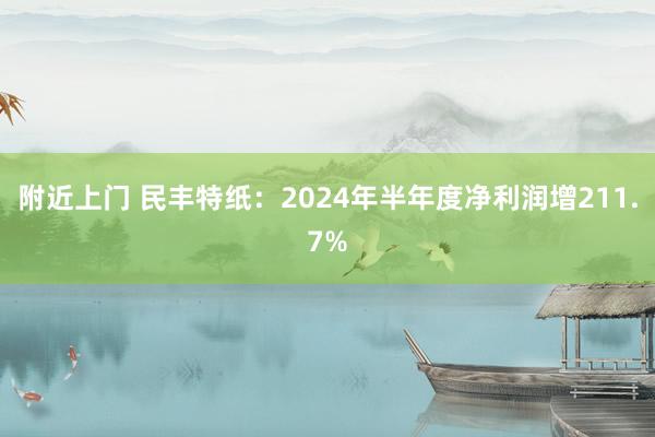 附近上门 民丰特纸：2024年半年度净利润增211.7%