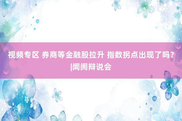 视频专区 券商等金融股拉升 指数拐点出现了吗？|阛阓辩说会