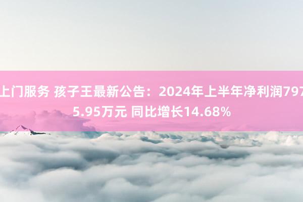 上门服务 孩子王最新公告：2024年上半年净利润7975.95万元 同比增长14.68%