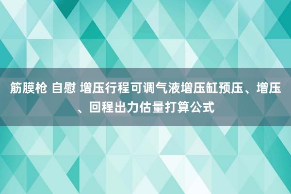 筋膜枪 自慰 增压行程可调气液增压缸预压、增压、回程出力估量打算公式