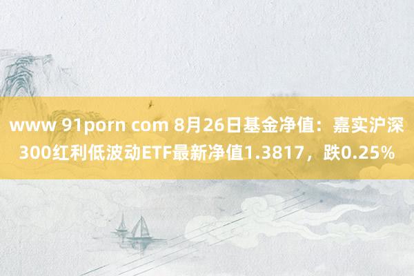 www 91porn com 8月26日基金净值：嘉实沪深300红利低波动ETF最新净值1.3817，跌0.25%