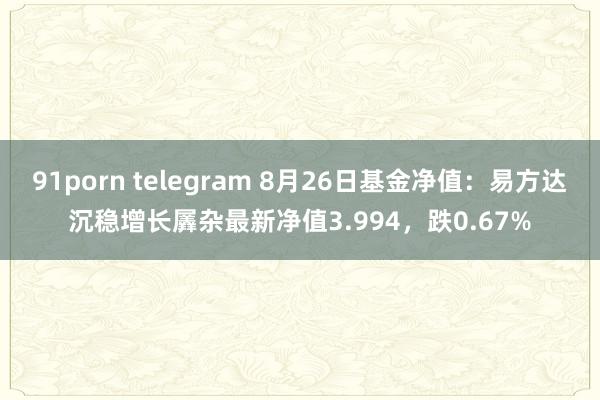 91porn telegram 8月26日基金净值：易方达沉稳增长羼杂最新净值3.994，跌0.67%