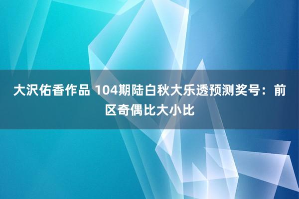 大沢佑香作品 104期陆白秋大乐透预测奖号：前区奇偶比大小比