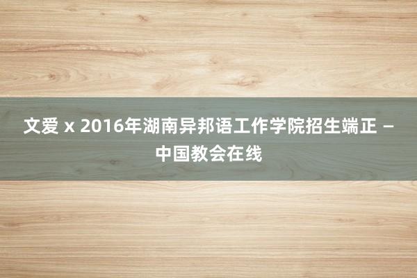 文爱 x 2016年湖南异邦语工作学院招生端正 —中国教会在线