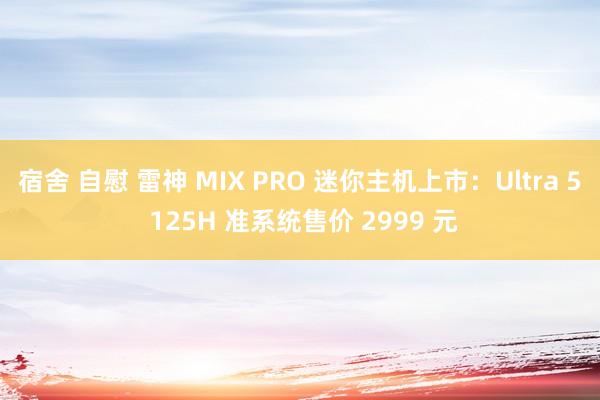 宿舍 自慰 雷神 MIX PRO 迷你主机上市：Ultra 5 125H 准系统售价 2999 元