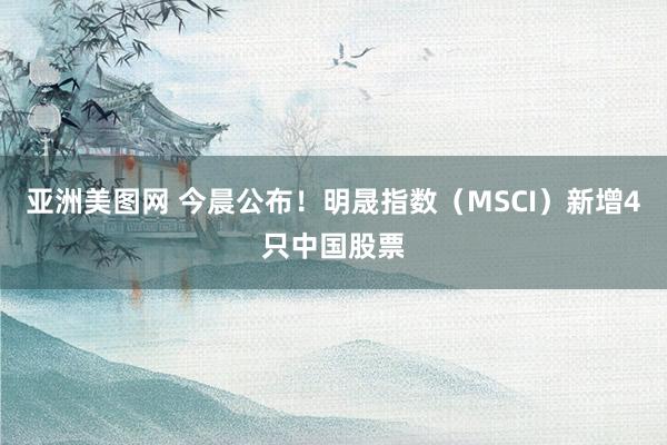 亚洲美图网 今晨公布！明晟指数（MSCI）新增4只中国股票